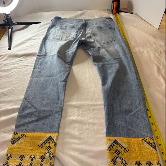 Pilcro And The Letterpress Hyphen 25 Jeans Distress Ankle Appliqué Yellow Print - Picture 14 of 16